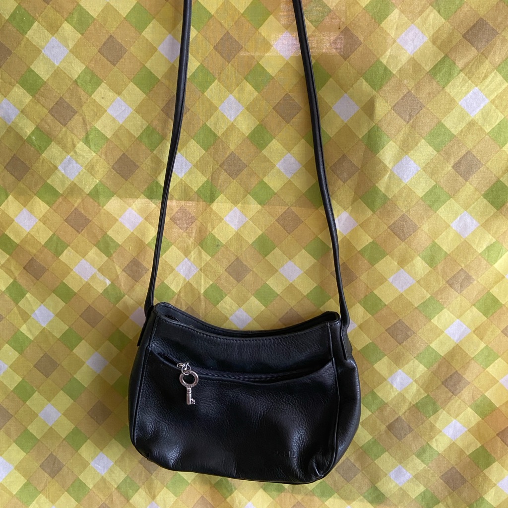Fossil #75982 Black Leather Crossbody Bag
